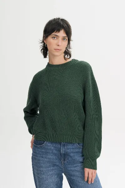 MELA MELA Damen vegan Strickpullover Rib Adah In Deep Forest Melangeâ€œ
