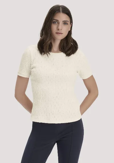 hessnatur hessnatur Damen Pointelle T-Shirt Regular aus Bio-Baumwolle - beige