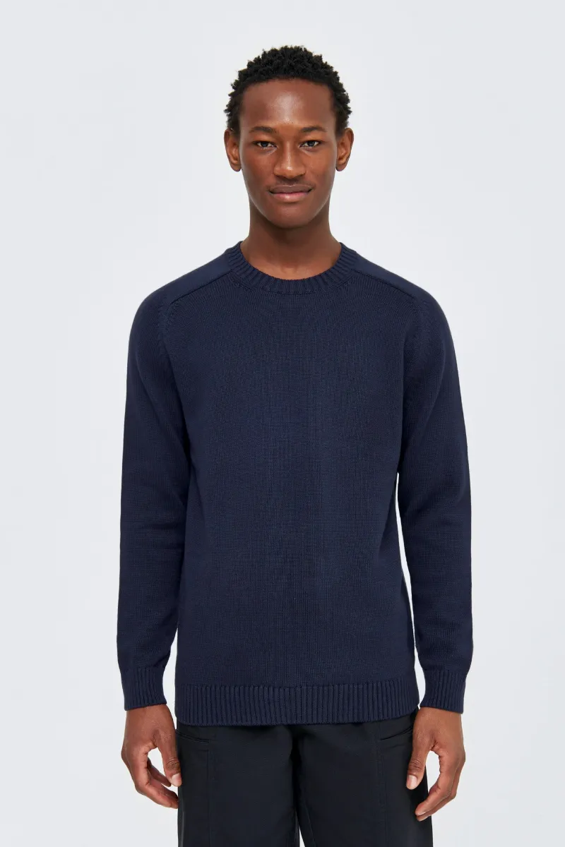 KnowledgeCotton Apparel KnowledgeCotton Apparel Herren vegan Strickpullover Einfarbig Rundhalsausschnitt Nachthimmel