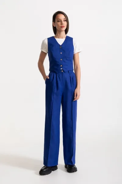 De IONESCU De IONESCU Damen vegan Set Figa Leinen Königsblau