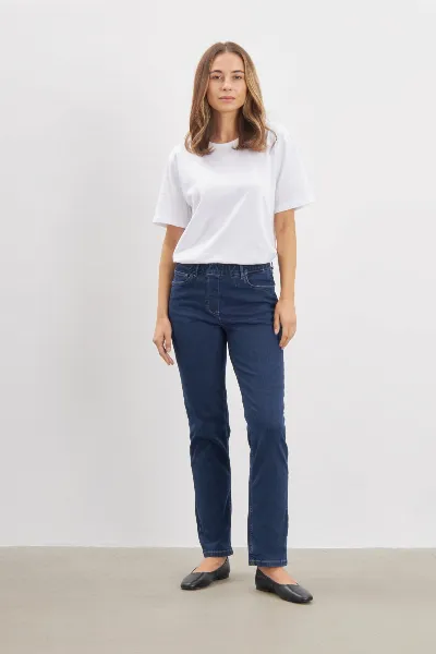 LAURIE LAURIE Damen vegan Jeans Hannah Regular Mittellang Dunkelblau