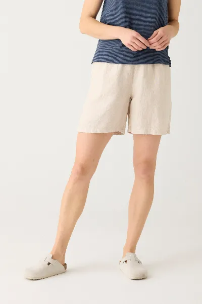 KnowledgeCotton Apparel KnowledgeCotton Apparel Damen vegan Shorts Posey Wide Leinen Light Feather Gray
