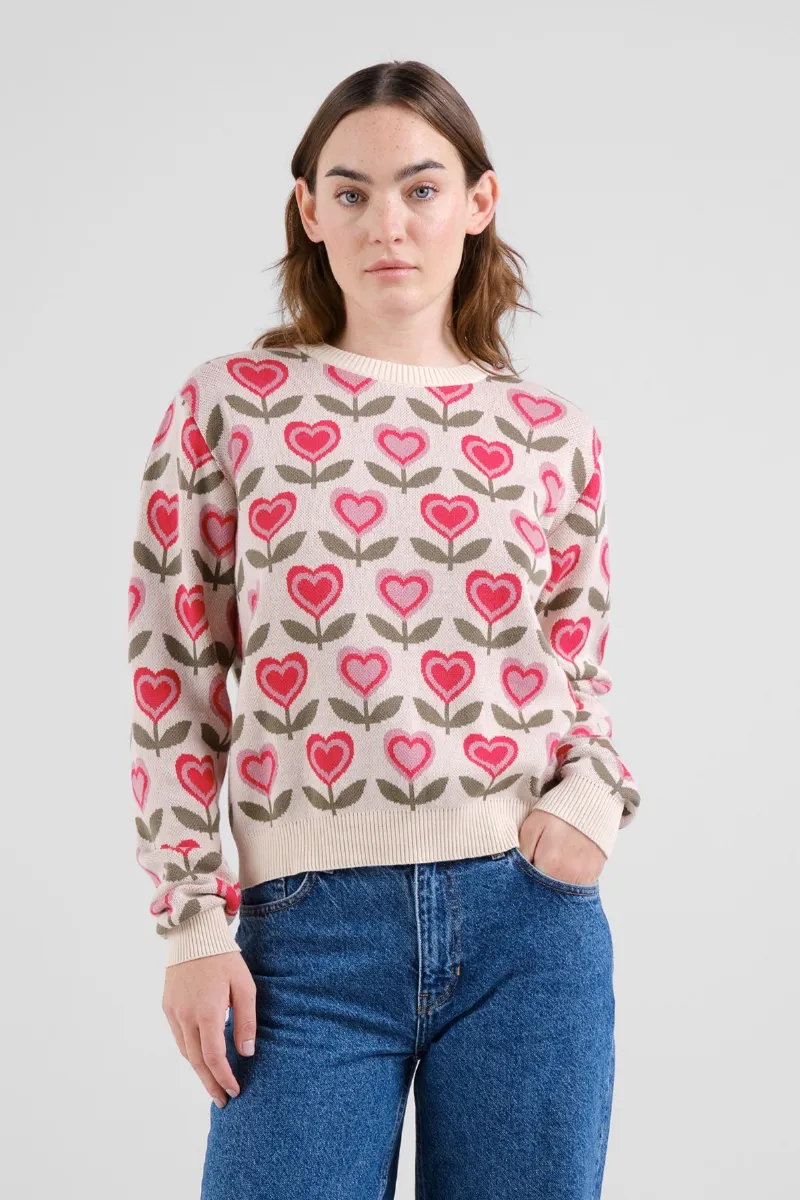 dedicated Pullover Arendal Love Flowers Rosa
