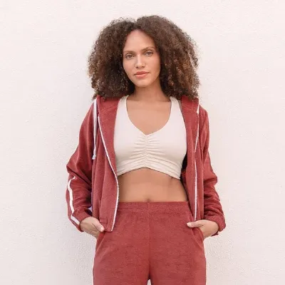 Jaya Jaya EMMA - Damen - Trainingsjacke aus Frottee -Biobaumwolle und recyceltem Polyeste