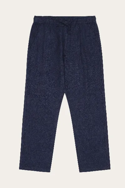 KnowledgeCotton Apparel KnowledgeCotton Apparel Herren vegan Hose Lose Leinen Total Eclipse Navy