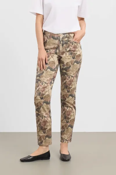 LAURIE LAURIE Damen vegan Hose Kelly Regular Sl Pflaume Botany-Print
