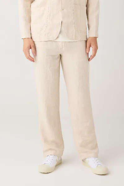 KnowledgeCotton Apparel KnowledgeCotton Apparel Herren vegan Hose Loose Leinen Light Feather Grau