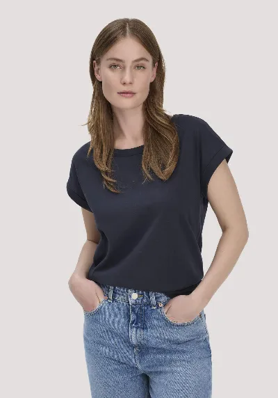 hessnatur hessnatur Damen Light Slub T-Shirt Relaxed aus Bio-Baumwolle - blau