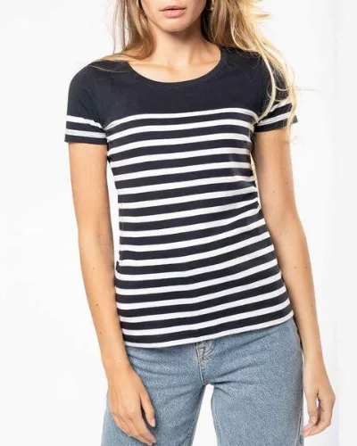 YTWOO YTWOO Nachhaltiges Damen-T-Shirt mit Rundhalsausschnitt im Marine-Stil