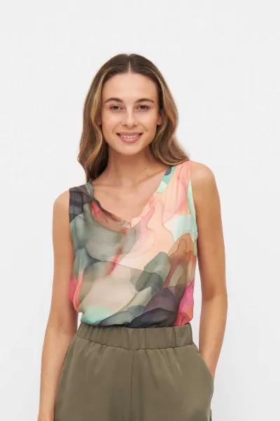 Widda Widda Damen vegan Bluse Vau Clouds Print Mehrfarbig