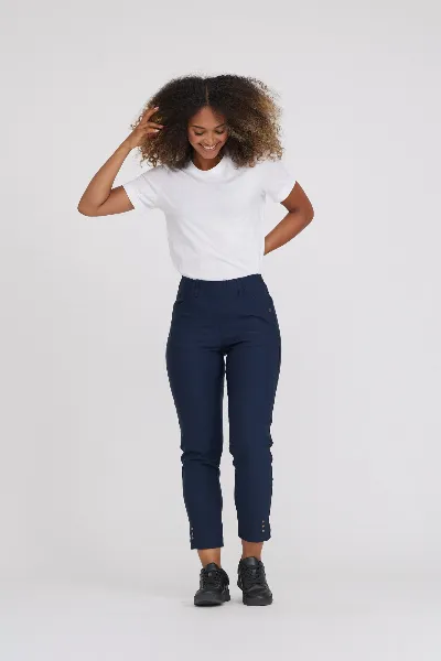 LAURIE LAURIE Damen vegan Hose Rose Regular Crop Marineblau