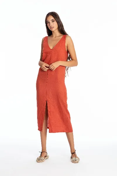 RAVENS VIEW IBIZA RAVENS VIEW IBIZA Damen vegan Kleid Chlöe Terracotta Orange