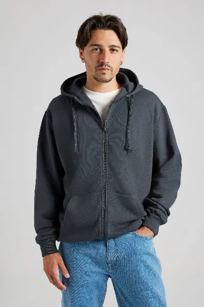 Trendsplant Trendsplant Herren vegan ReiÃŸverschluss- Hoodie Essential Bitumen-Grau