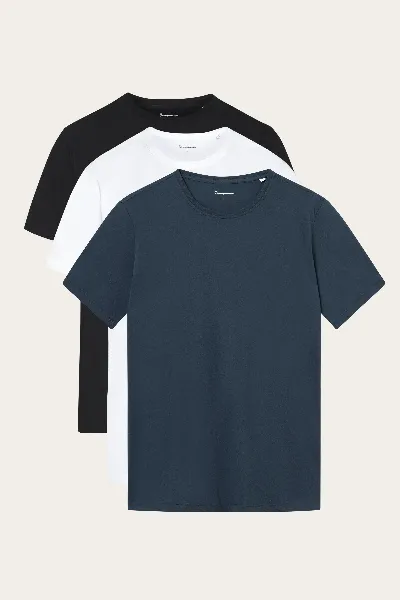KnowledgeCotton Apparel KnowledgeCotton Apparel Herren vegan Multipack 3x T-Shirt Herren Core Black, White, Navy