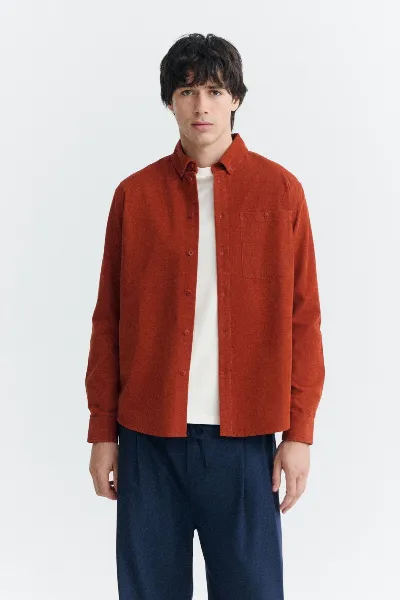 Thinking MU Hemd Anto Microcorduroy Braun