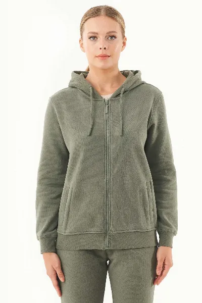 ORGANICATION ORGANICATION Damen vegan Soft Touch Zip Hoodie Oliv
