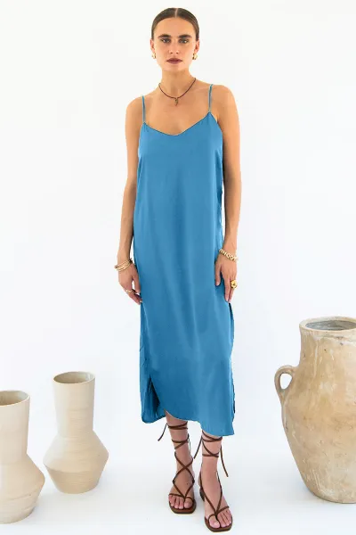 Neu Nomads Neu Nomads Damen vegan Kleid Slip Easy Ocean Blue