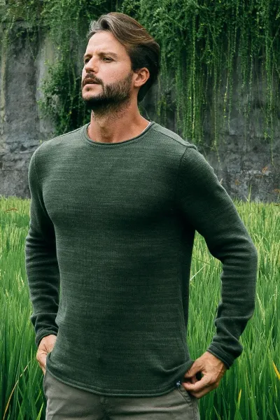 The Driftwood Tales The Driftwood Tales Herren vegan Strickpullover Armeegrün