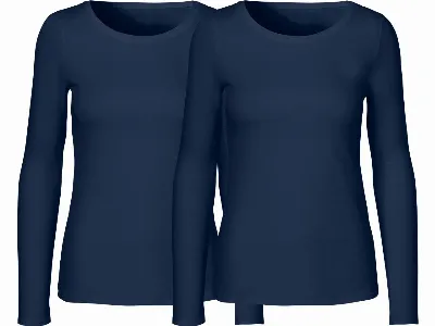 Neutral Neutral 2er-Pack Bio-Damen-Langarmshirt mit Rundhalsausschnitt, navy,