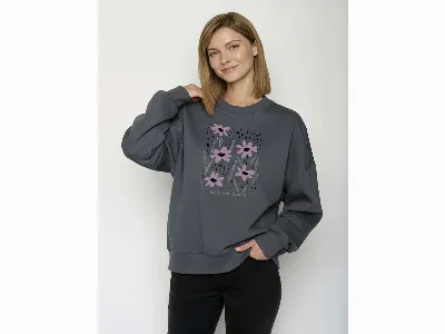 GreenBomb GREENBOMB Bio-Damen-Sweatshirt 'No Rain' mit mit Rundhalsausschnitt, gravel,