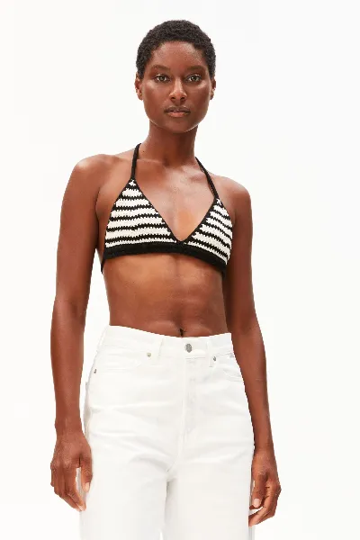 ARMEDANGELS Stricktop Stripe Bikini Schwarz