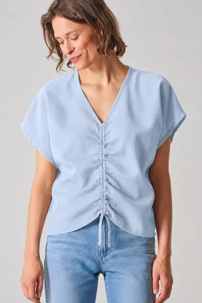 HempAge Hempage Damen vegan Bluse Mit Raffungen Summer Smoke