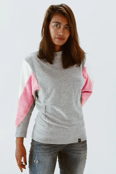 The Driftwood Tales The Driftwood Tales Damen vegan Sweatshirt Amy Grau Rosa WeiÃŸ