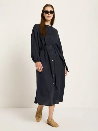 LANIUS LANIUS Midikleid (GOTS) aus Bio-Leinen