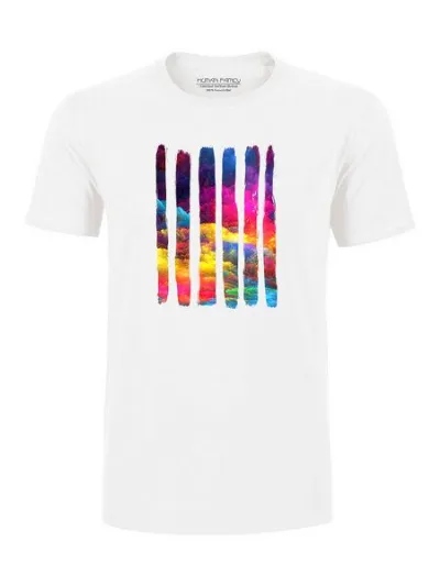 Human Family Human Family Herren Sommer T-Shirt Colour Splash in weiß aus 100% Bio-Baumwolle