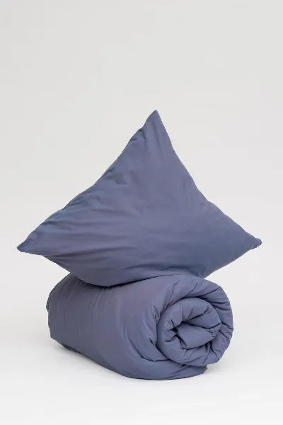 MELA MELA unisex vegan Bettwäsche Set Himanshu Blau/Mokka Fischgrätenmuster