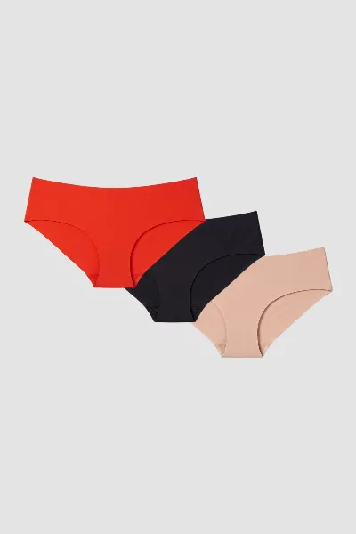 Understatement Understatement Damen vegan 3er-Pack Slips Nahtlos Hipster Mehrfarbig