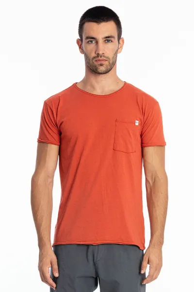 RAVENS VIEW IBIZA RAVENS VIEW IBIZA Herren vegan T-Shirt Rundhalsausschnitt Wild Pocket Terracotta Orange