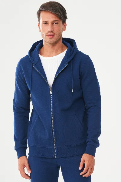 ORGANICATION ORGANICATION Herren vegan Zip-Up Hoodie Aus Bio-Baumwolle Navy