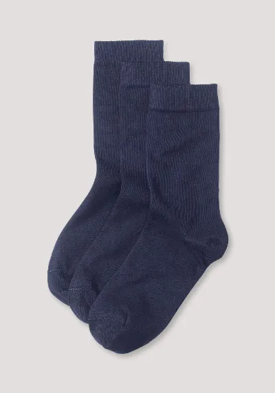 hessnatur hessnatur Damen Socken im 3er-Pack aus Bio-Baumwolle - blau - Größe 41-43