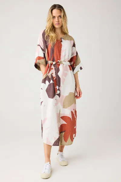KnowledgeCotton Apparel KnowledgeCotton Apparel Damen vegan Kleid V-Ausschnitt Multicolour