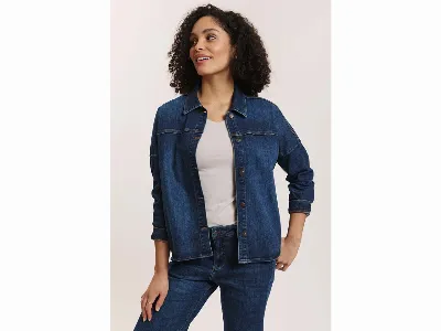 tranquillo tranquillo Bio-Damen-Jeansjacke 'Daikee' mit überschnittenen Schultern, vanuta blue,