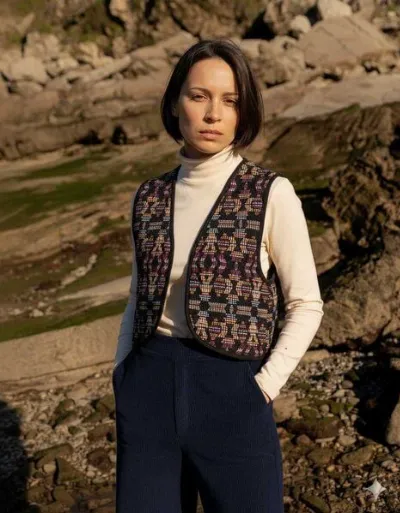 WiDDA berlin WiDDA berlin Weste MIA Dunkelblau mit Jacquard Muster
