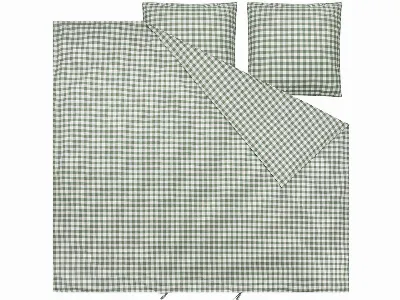 MELA MELA Bio-Bettwäsche MAJULI CHECKS aus Perkal, 3-tlg., 240x220/80x80 cm, herbalgreen/weiß