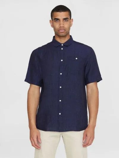 KnowledgeCotton Apparel KnowledgeCotton Apparel Hemd - Regular Linen Short Sleeve Shirt - aus 100% Leinen