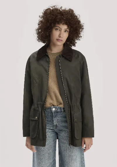 hessnatur hessnatur Damen Wachsjacke Regular aus Bio-Baumwolle - grün