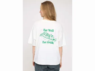 MAZINE MAZINE Damen-Oversized-T-Shirt 'Back Print' mit Rundhalsausschnitt, eat well,