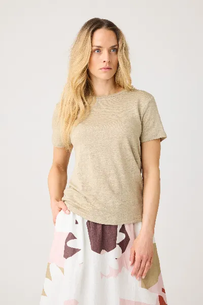 KnowledgeCotton Apparel KnowledgeCotton Apparel Damen vegan T-Shirt Reg Leinen Twill