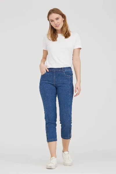 LAURIE LAURIE Damen vegan Jeans Piper Regular Crop Blue Denim