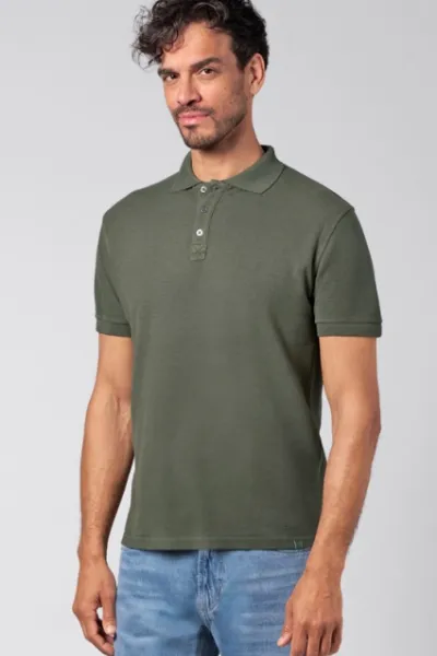 HempAge Hempage Herren vegan Polohemd Aus Piqué Jersey Moos