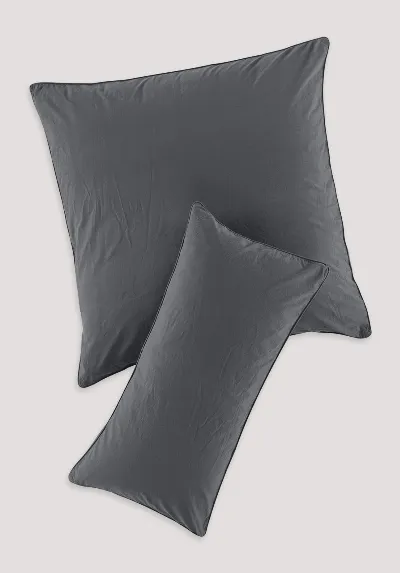 hessnatur hessnatur Perkal Kissenbezug aus Bio-Baumwolle - grau - Größe 80x80 cm