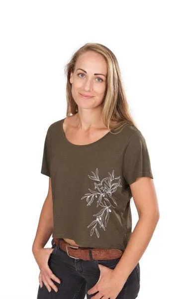 Life-Tree Life-Tree Ecovero Shirt für Damen Olive Branch in Fern Green/Dusty Pink