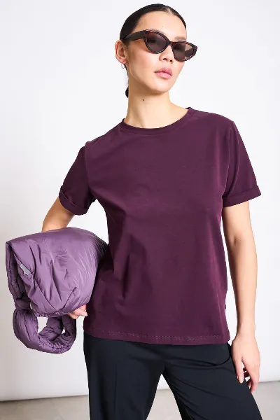 JAN N JUNE JAN 'N JUNE Damen vegan T-Shirt Gebürsteter Junge Kirsche Lack
