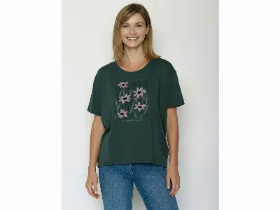 GreenBomb GREENBOMB Bio-Damen-T-Shirt 'No Rain' mit angeschnittenen Ärmeln, petrol green,
