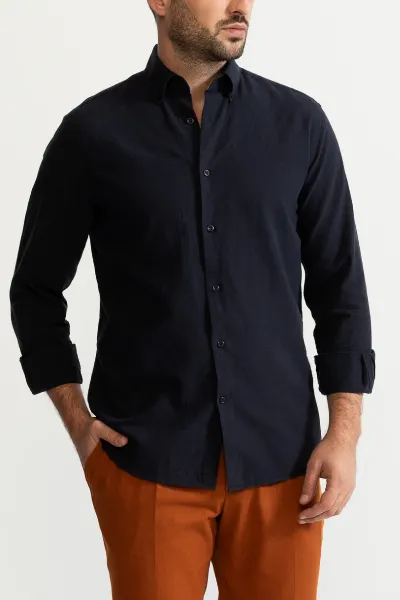 De IONESCU De IONESCU Herren vegan Hemd Godeanu Marineblau