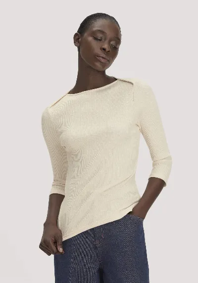 hessnatur hessnatur Damen Boatneck Longsleeve Slim aus Bio-Baumwolle - weiß